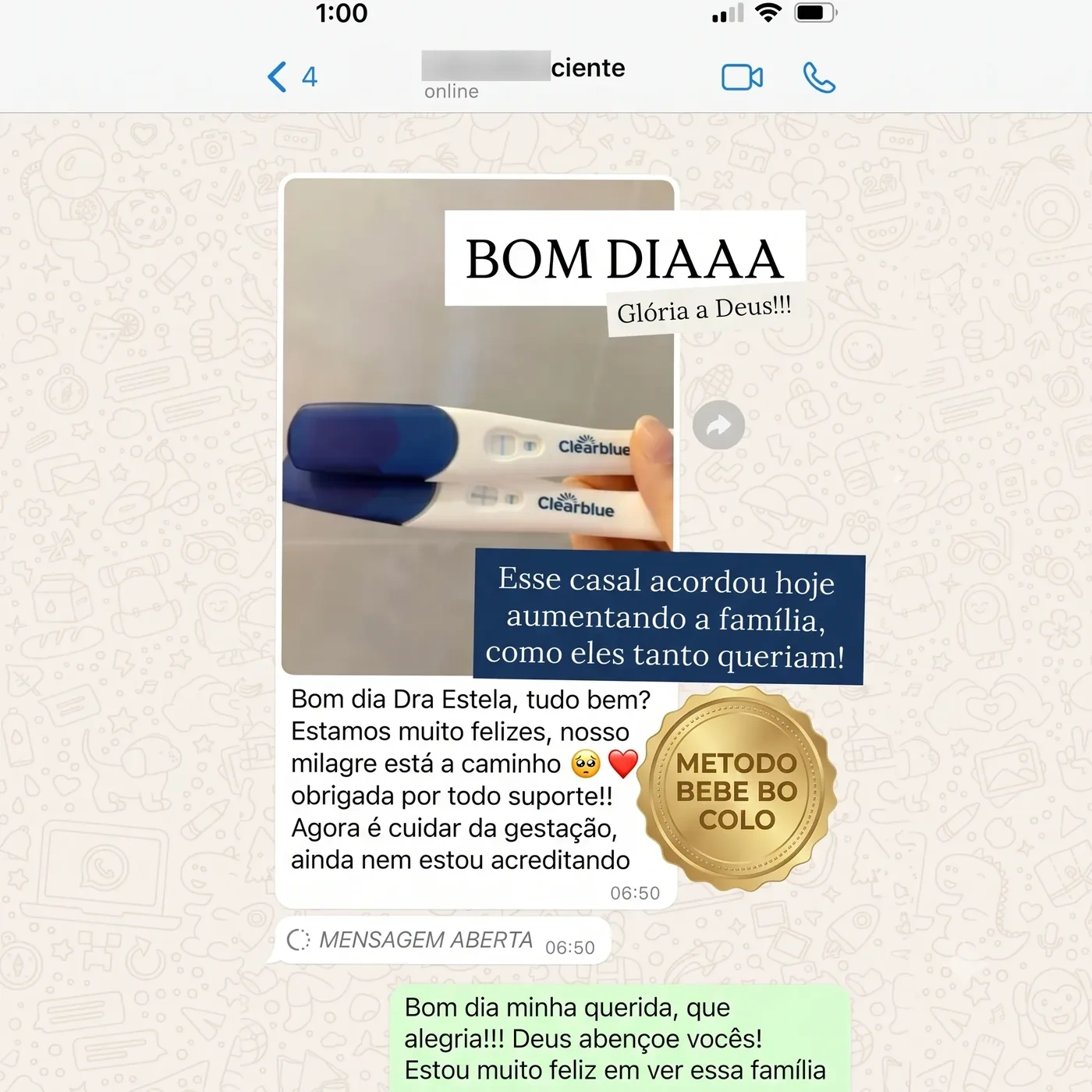 Depoimento de aluna do Método Bebê no Colo