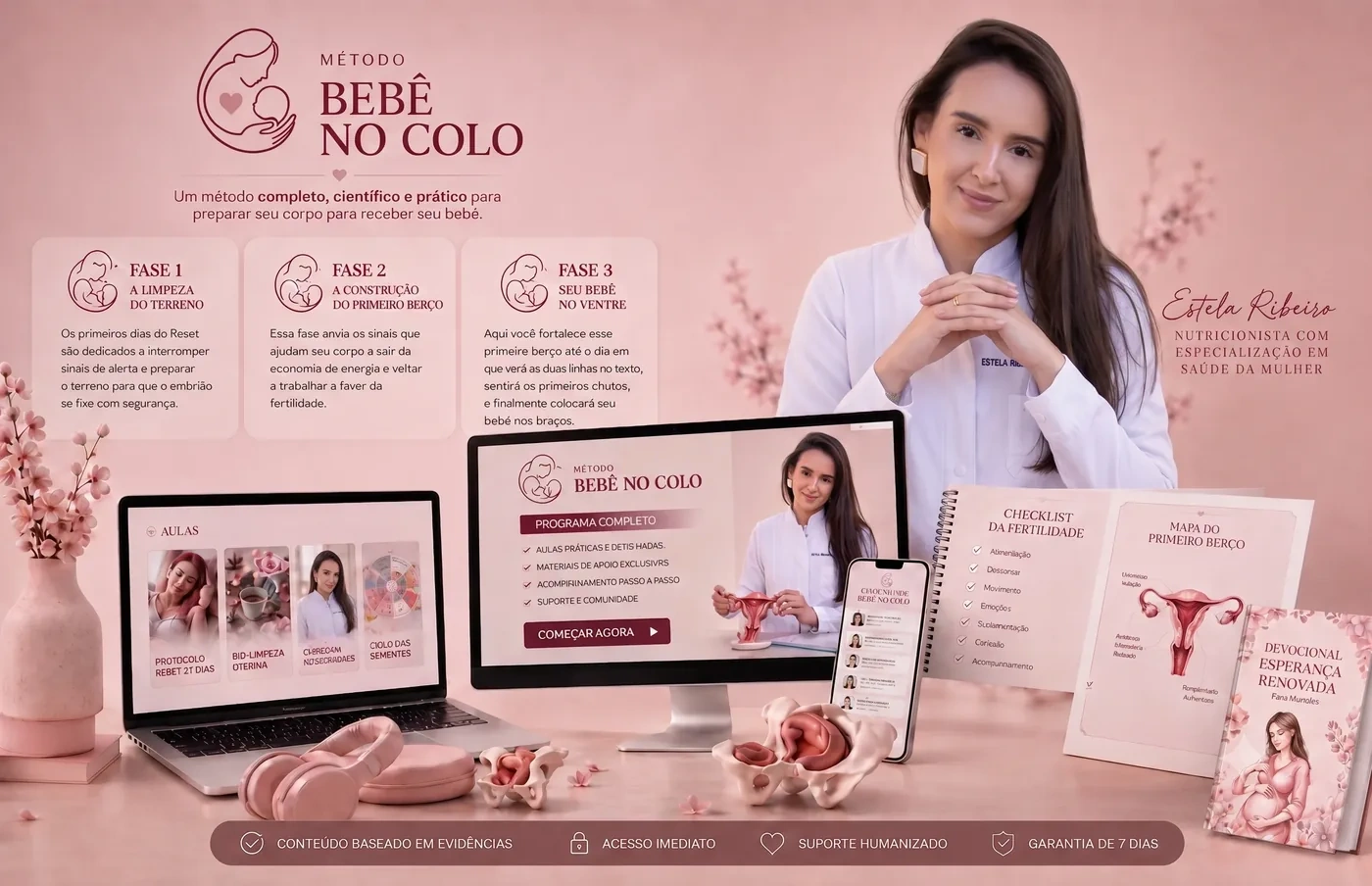 Mockup completo do Método Bebê no Colo, bônus e materiais